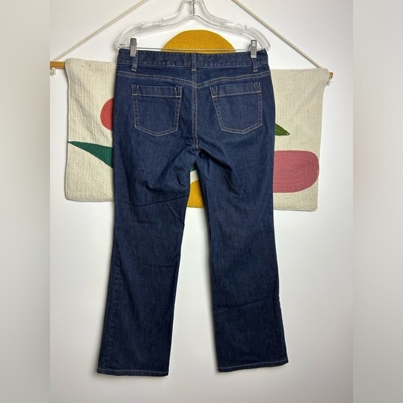 Ann Taylor Y2K straight Lindsay waist modern fit wide leg Blue dark Jeans Sz 8P - Picture 2 of 8